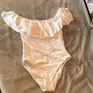 Trina Turk White Ruffled Kids Bodysuit